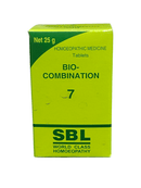 SBL BIOCOMBINATION NO. 7 SUGAR RELIEF TABLETS HOMEOPATHIC MEDICINE 25G packaging showing branding and product details.