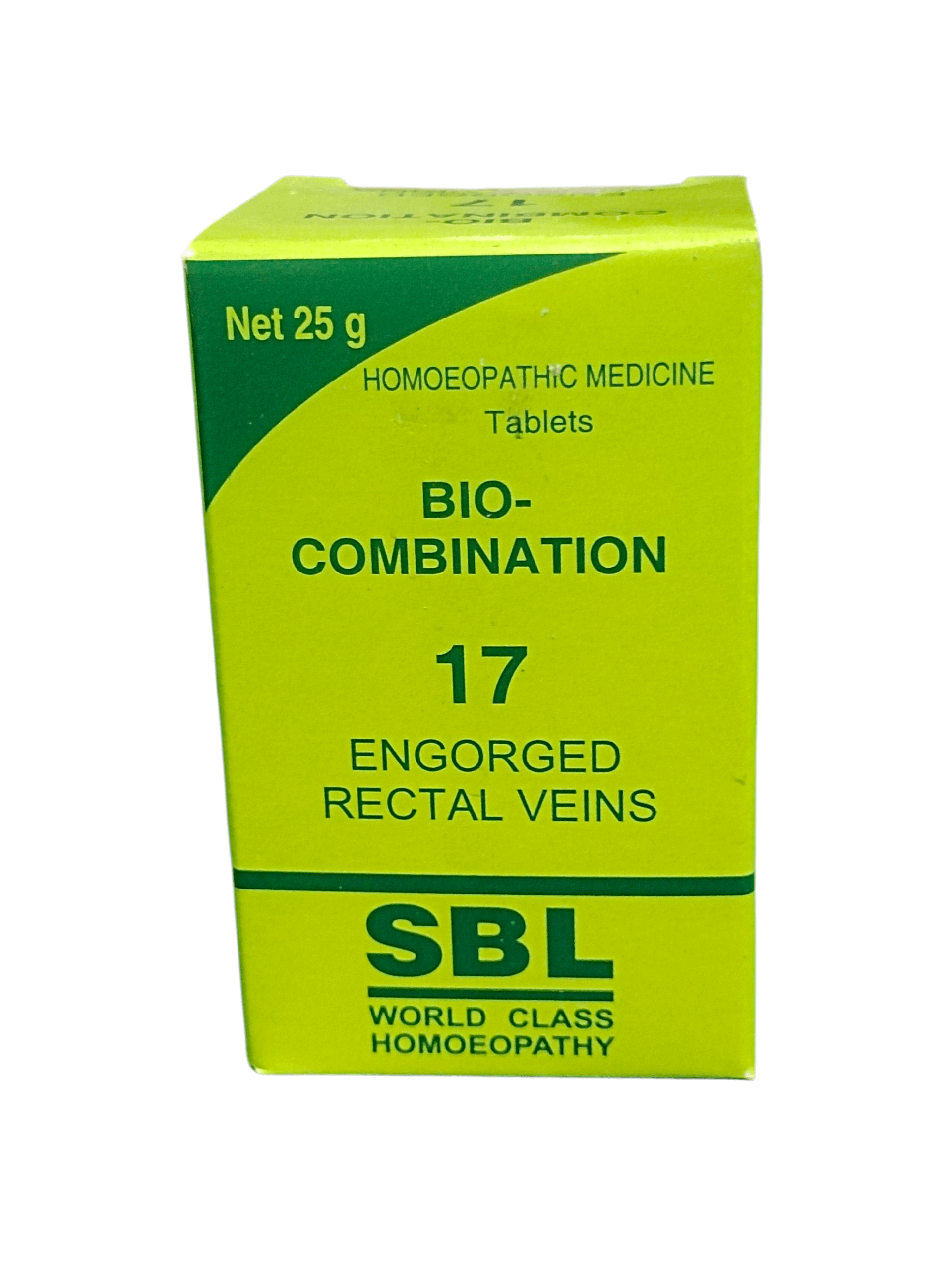 SBL BIOCOMBINATION NO. 17 ENGORGED RECTAL VEINS TABLET HOMEOPATHIC MEDICINE 25G packaging image