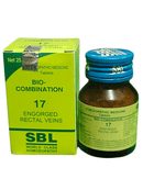 SBL BIOCOMBINATION NO. 17 ENGORGED RECTAL VEINS TABLET HOMEOPATHIC MEDICINE 25G packaging and bottle image.
