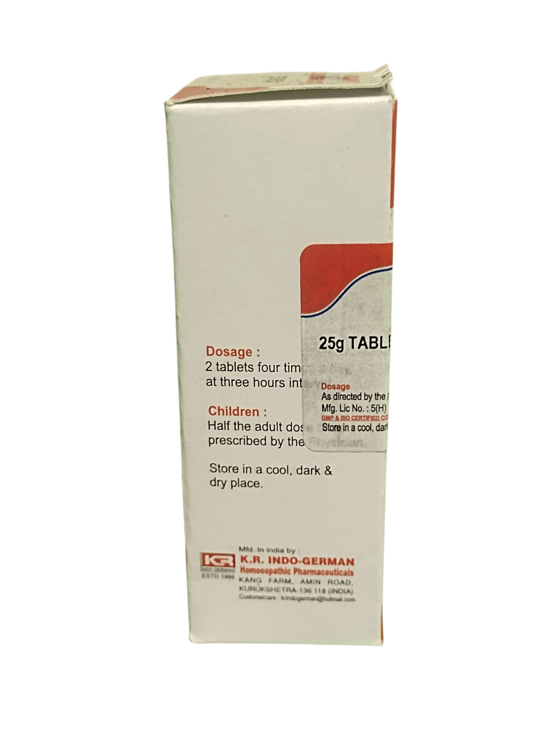 KRIg'S BORAX 3X TABLETS HOMEOPATHIC MEDICINE 25G packaging showing dosage instructions and storage details.