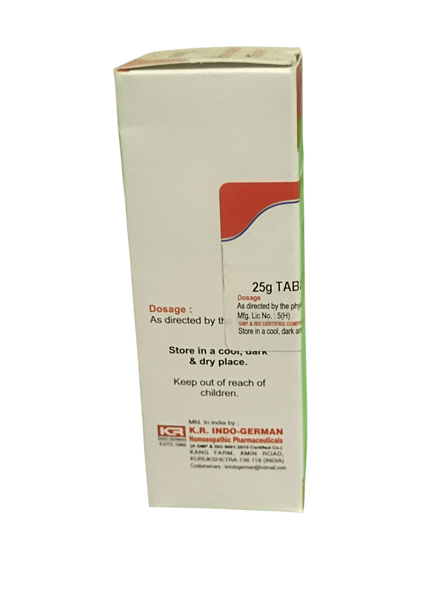 KRIG'S SKOOKUM CHUCK 3X TABLETS HOMEOPATHIC MEDICINE 25G packaging side view with dosage instructions.