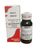 KRIG'S SKOOKUM CHUCK 3X TABLETS HOMEOPATHIC MEDICINE 25G packaging and bottle display.