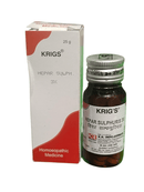 KRIG'S HEPAR SULPH 3X TABLETS HOMEOPATHIC MEDICINE 25G in a bottle with packaging.