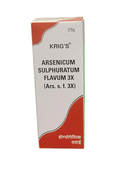 KRIG'S ARSENICUM SULPHURICUM FLAVUM 3X TABLETS HOMEOPATHIC MEDICINE 25G packaging image.
