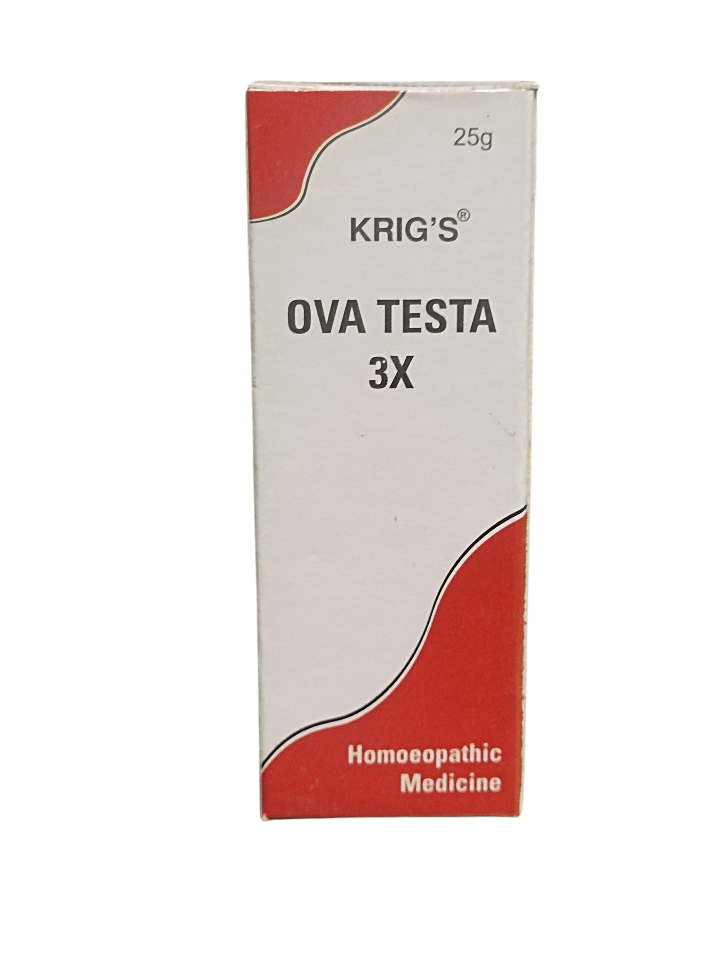 KRIG'S OVA TESTA 3X TABLETS HOMEOPATHIC MEDICINE 25G packaging for calcium support and bone strength