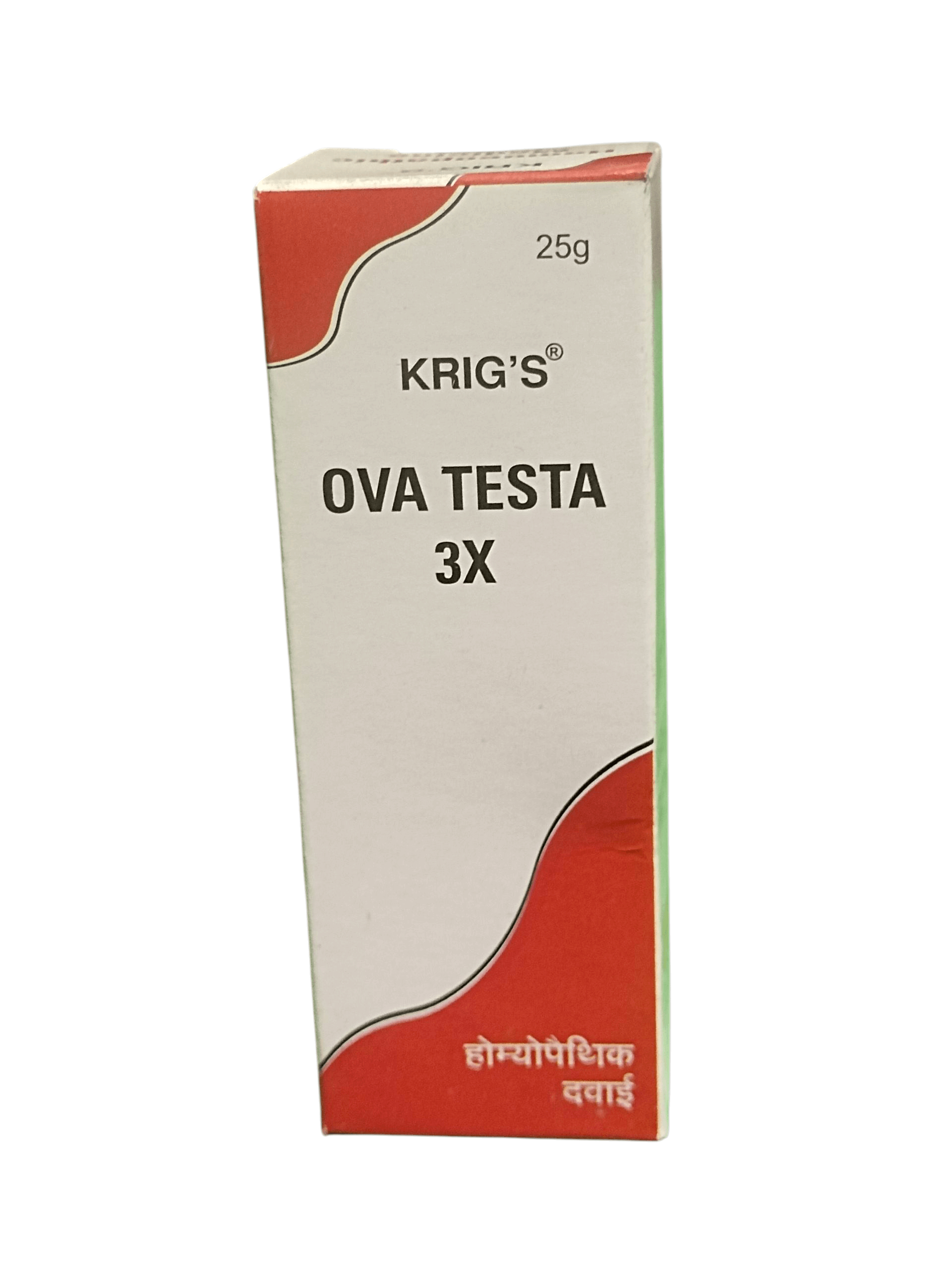 KRIG'S OVA TESTA 3X TABLETS HOMEOPATHIC MEDICINE 25G packaging for calcium support and bone health.