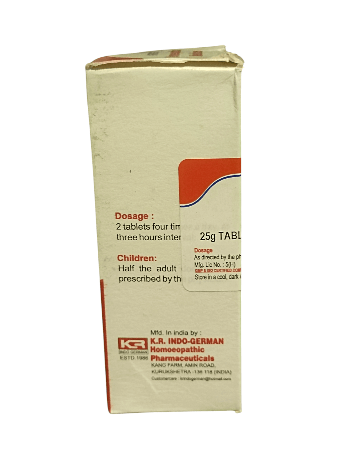 KRIG'S BARYTA CARBONICA 3X TABLETS HOMEOPATHIC MEDICINE 25G packaging showing dosage instructions.