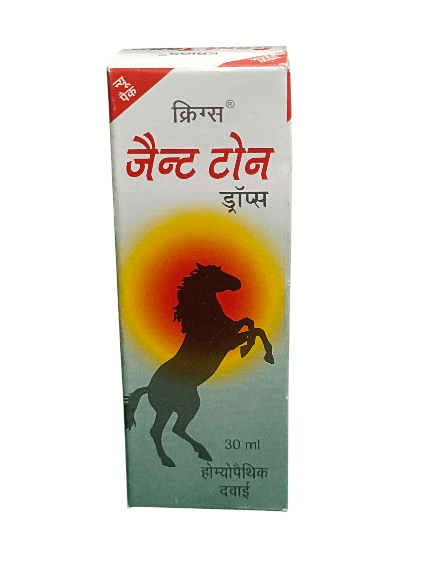 KRIG'S GENT TONE DROPS HOMEOPATHIC MEDICINE 30ML product packaging with horse silhouette.