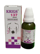 KRIG'S 137 NO. GENTLE EFFECTIVE HOMEOPATHIC MEDICINE 30ML - Homeopathic drops in a 30ml bottle.