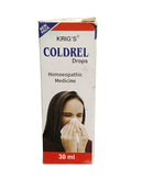 KRIG'S COLDREL DROPS HOMEOPATHIC MEDICINE 30ML packaging for cold relief.