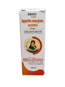 KRIG'S 131 APPETITE ENERGISER ANAEMIA HOMEOPATHIC MEDICINE 30ML packaging front view.