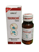 KRIG'S TRAUMACARE TABLET HOMEOPATHIC MEDICINE 25G bottle and packaging for injury relief and recovery.