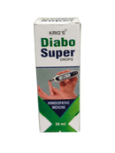 KRIG'S Diabo Super Drops Homeopathic Medicine 30ml product packaging with description for blood sugar support.