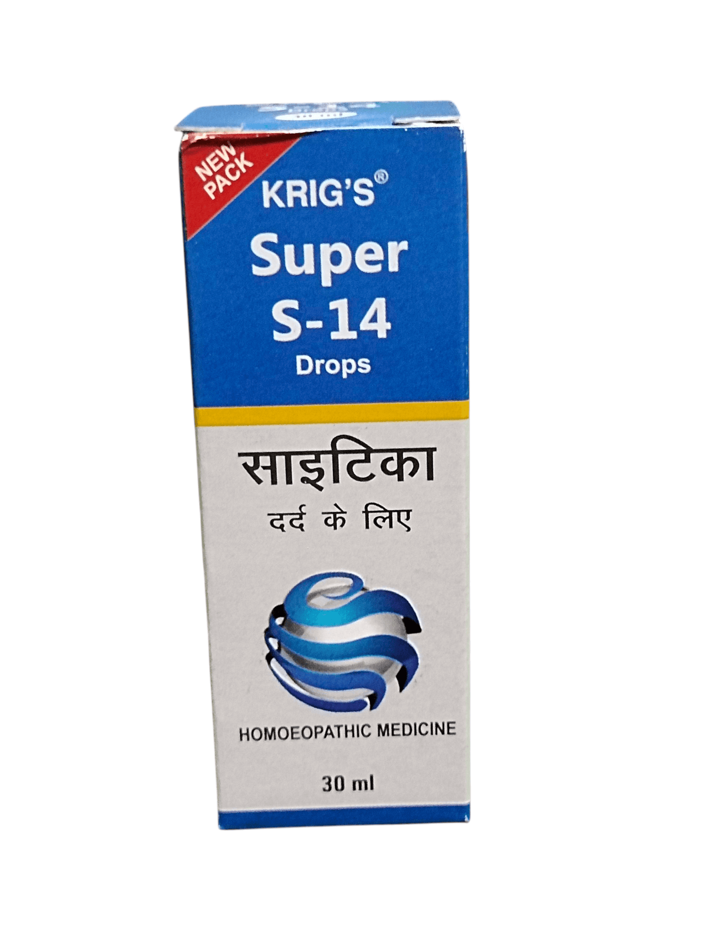 KRIG'S Super S-14 Drops For Sciatica Pain Homeopathic Medicine 30ML in new packaging.
