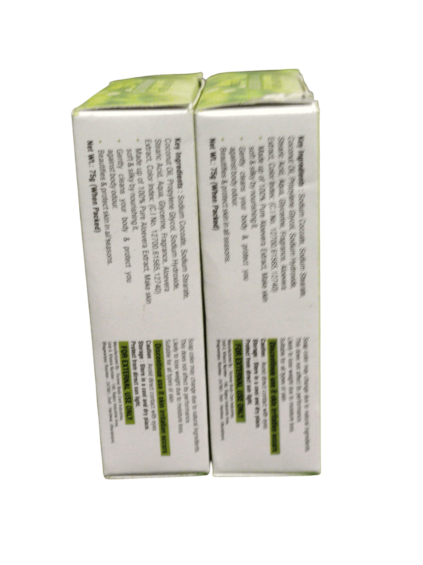 KRIG'S GLYCERINE SOAP WITH ALOEVERA 75G (PACK OF 2) packaging showing ingredients and product details.