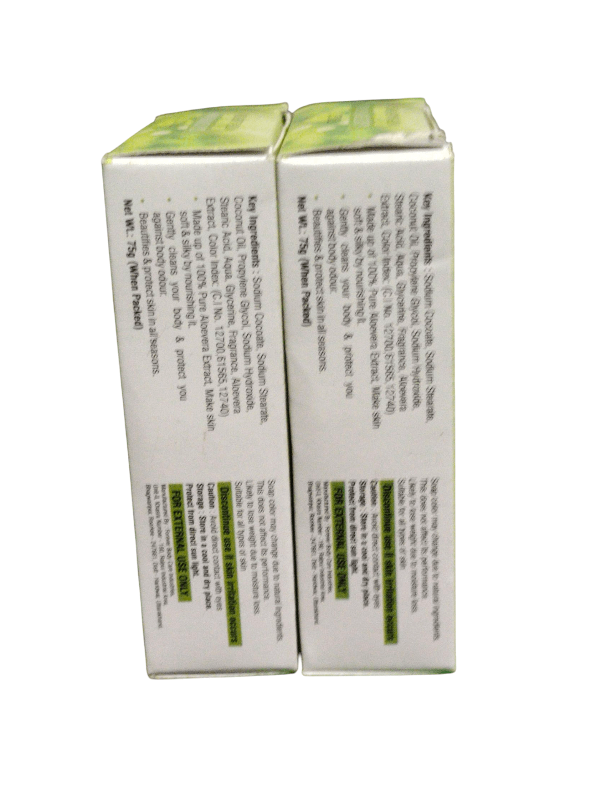 KRIG'S GLYCERINE SOAP WITH ALOEVERA 75G (PACK OF 2) packaging showing ingredients and product details.