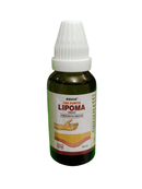 Bottle of Lipoma drops with a white cap on a white background
