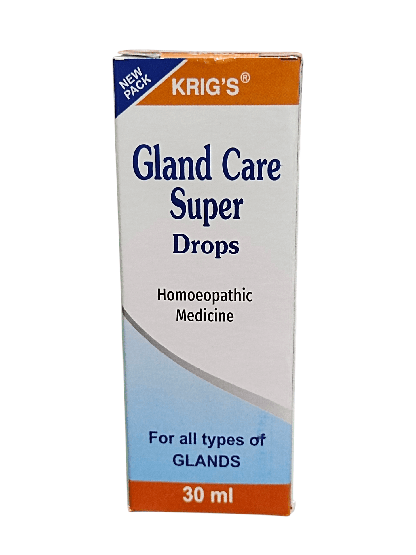 Box of Krig's Gland Care Super Drops on a white background