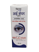 Box of eye care product with text and an eye illustration on a white background