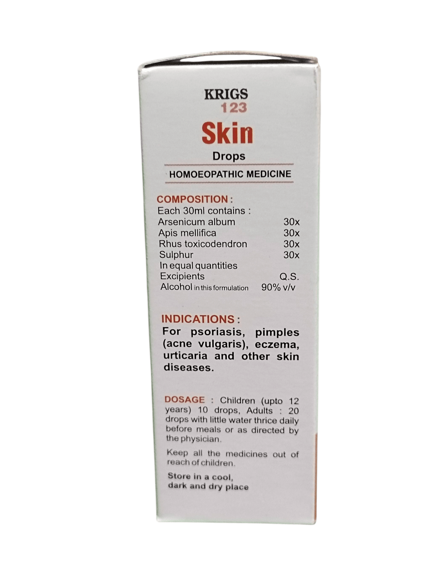 Box of Krigs 123 Skin Drops on a white background