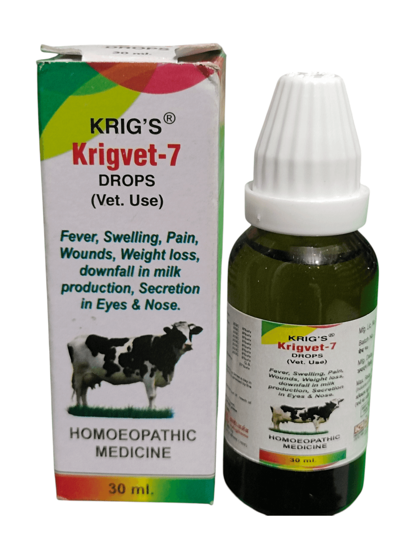Krig's Krigvet-7 Drops packaging and bottle on a white background