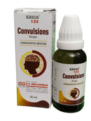 Krigs 133 Convulsions Drops packaging and bottle on a white background