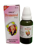 Krig's Dysmenrel Drops packaging and bottle on a white background