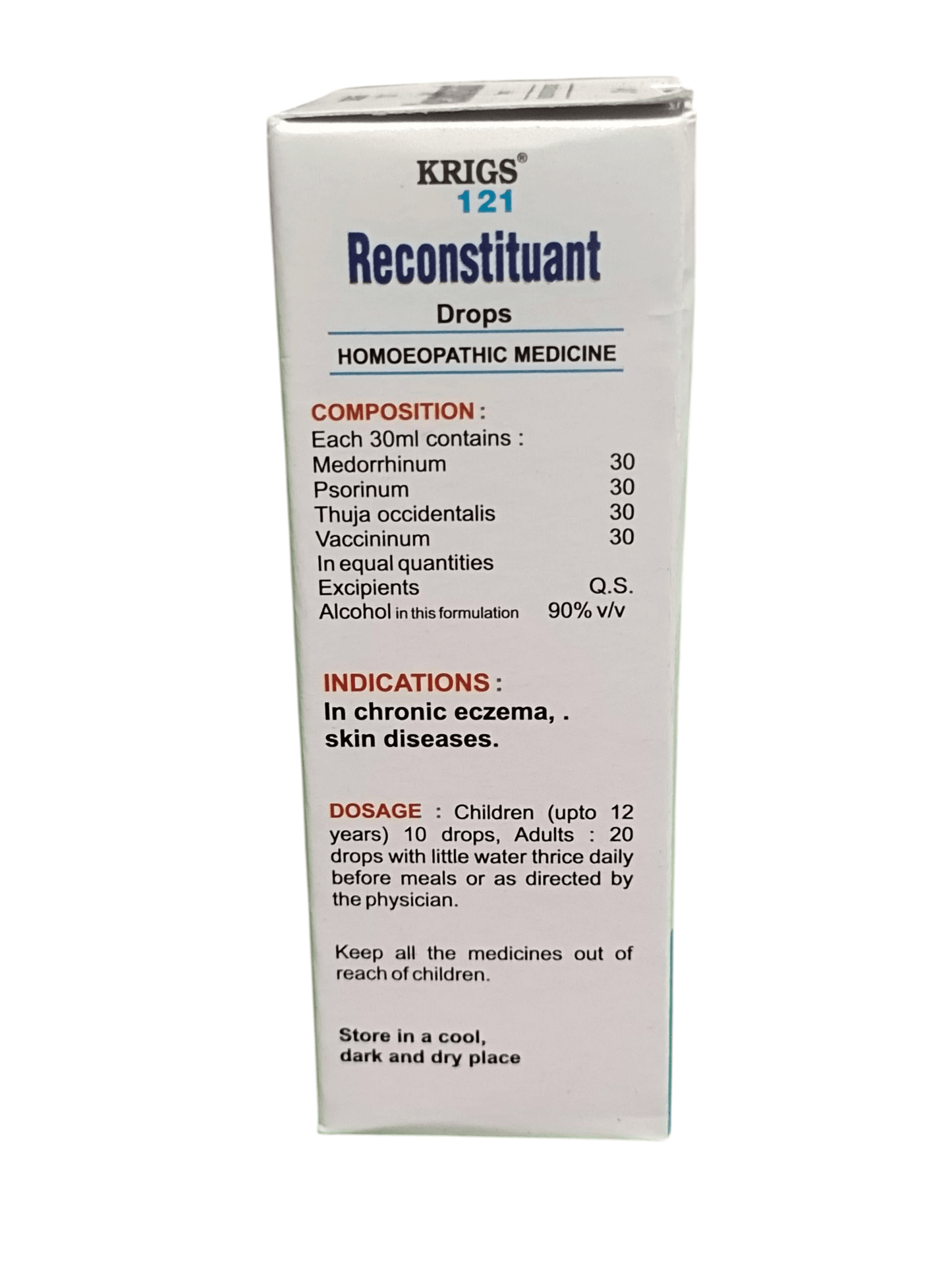 KRIG'S 121 RECONSTITUANT DROPS HOMEOPATHIC MEDICINE 30ML.