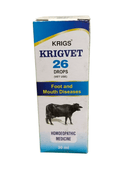 Krigs Krigivet 26 Drops packaging for foot and mouth diseases on a white background
