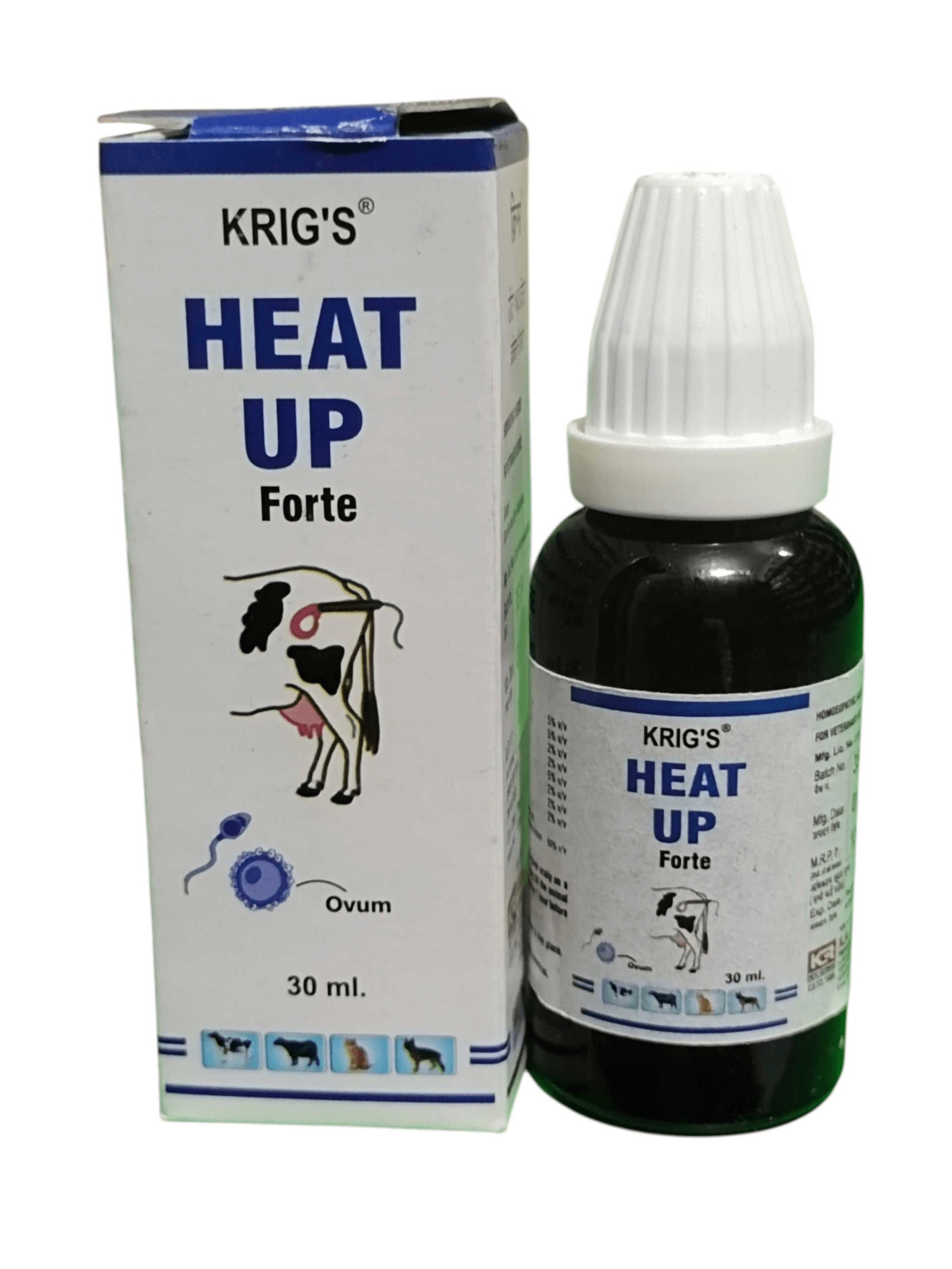 Krig's Heat Up Forte bottle and packaging on a white background