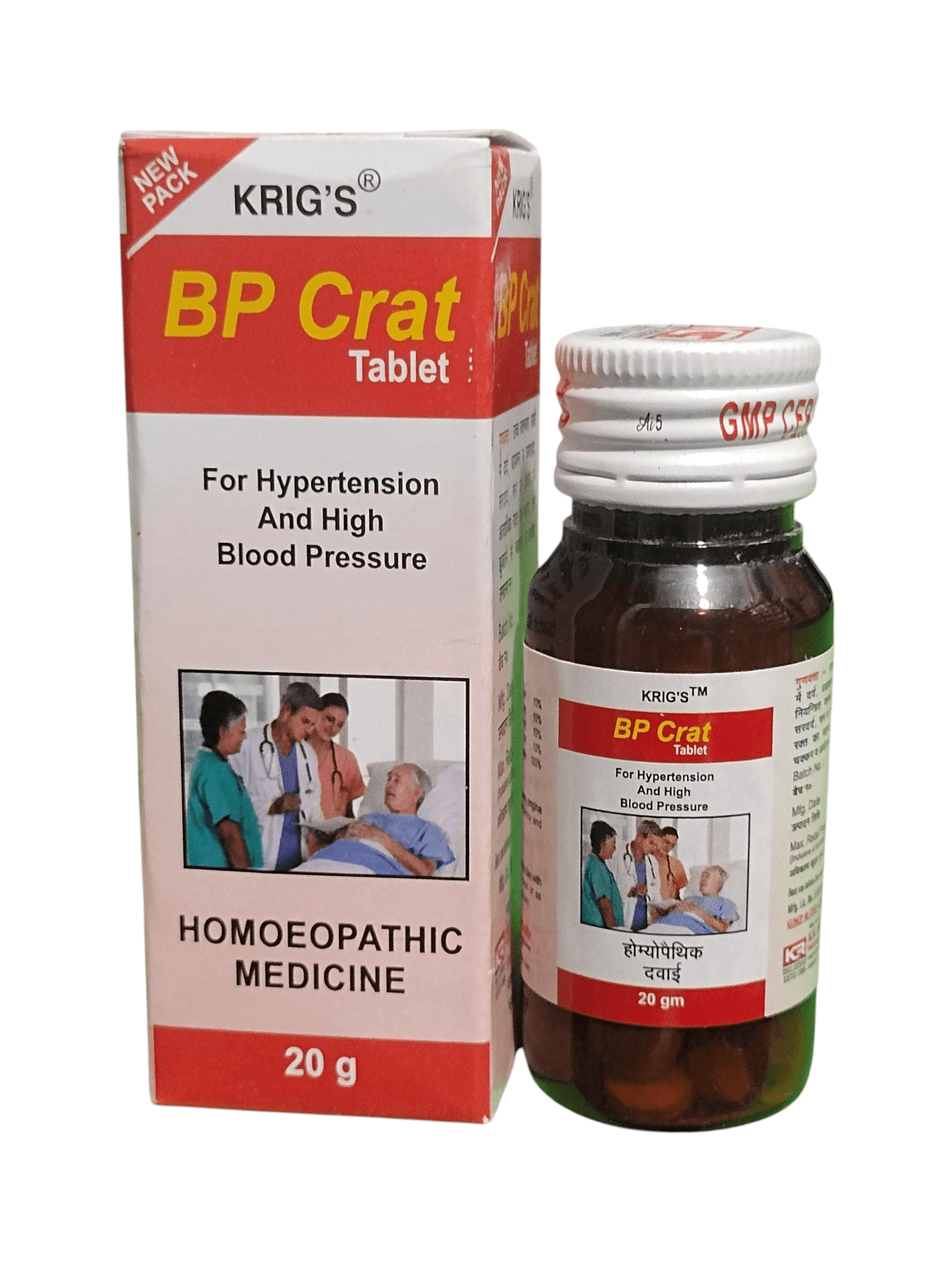 Krig's BP Crat Tablet packaging and bottle on a white background