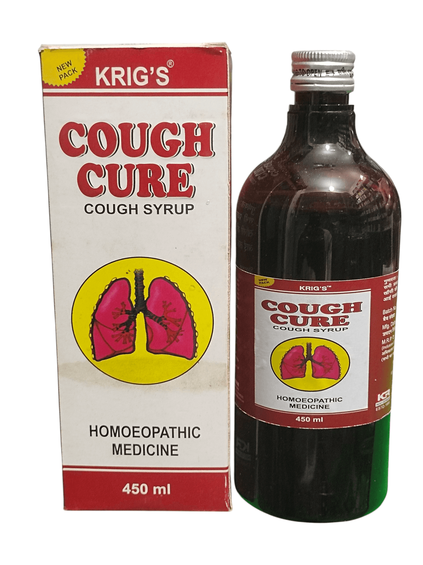 KRIG'S COUGH CURE COUGH SYRUP HOMEOPATHIC MEDICINE 450ML.