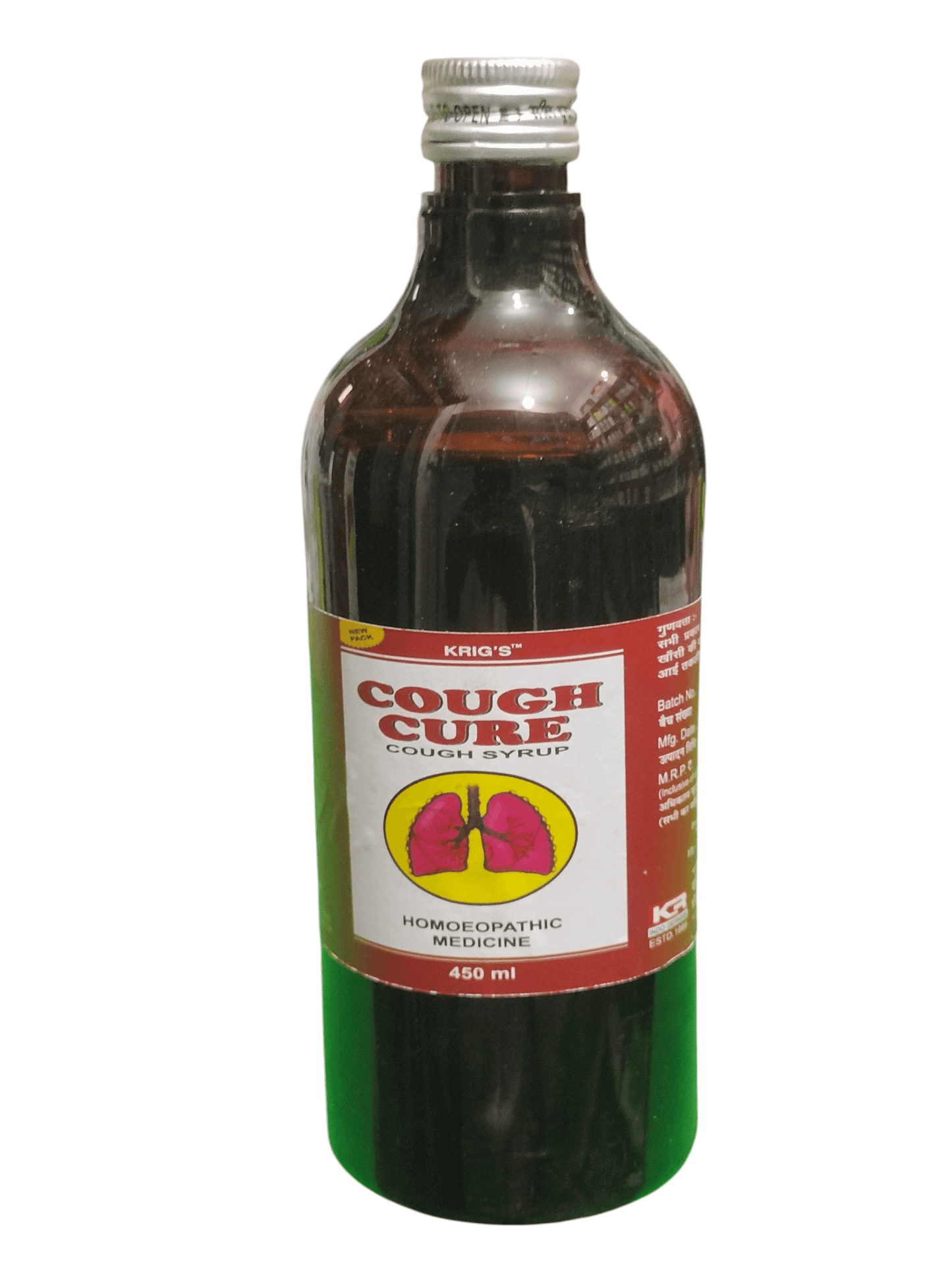 KRIG'S COUGH CURE COUGH SYRUP HOMEOPATHIC MEDICINE 450ML.