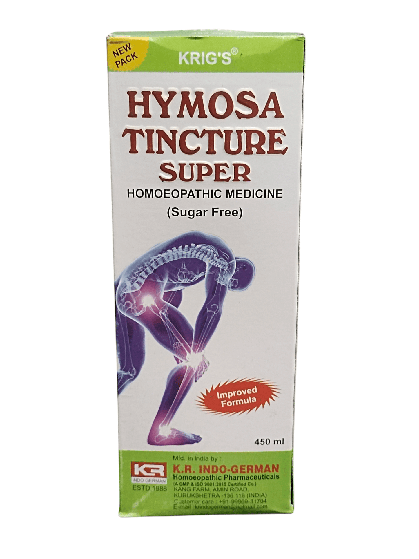 Krig's Hymosa Tincture Super homoeopathic medicine packaging on a white background