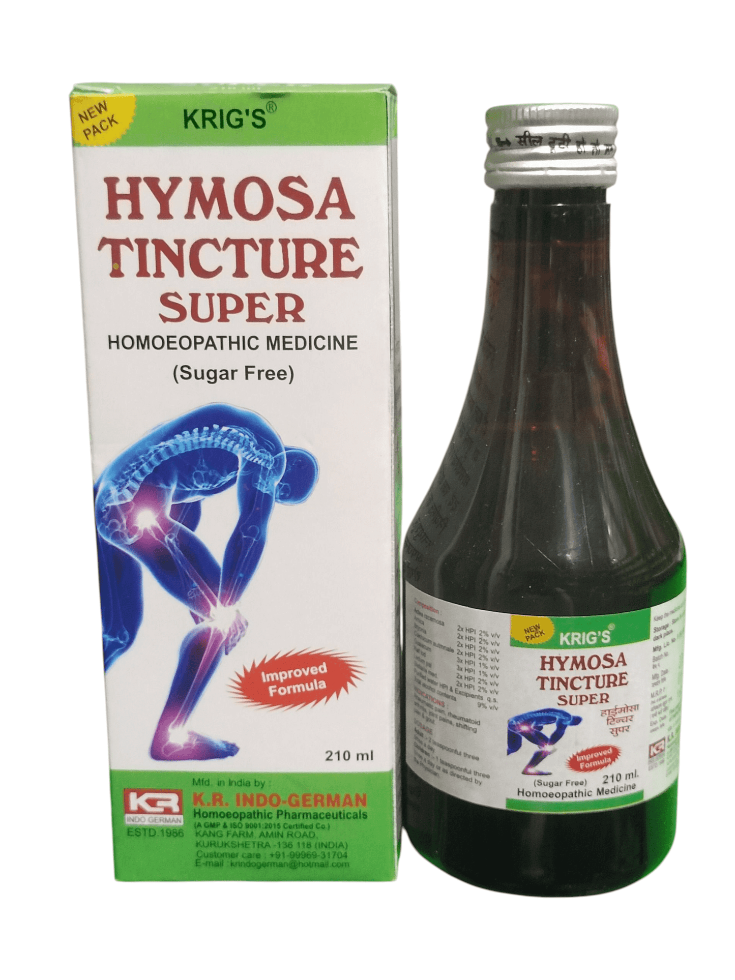 Krig's Hymosa Tincture Super bottle and packaging on a white background