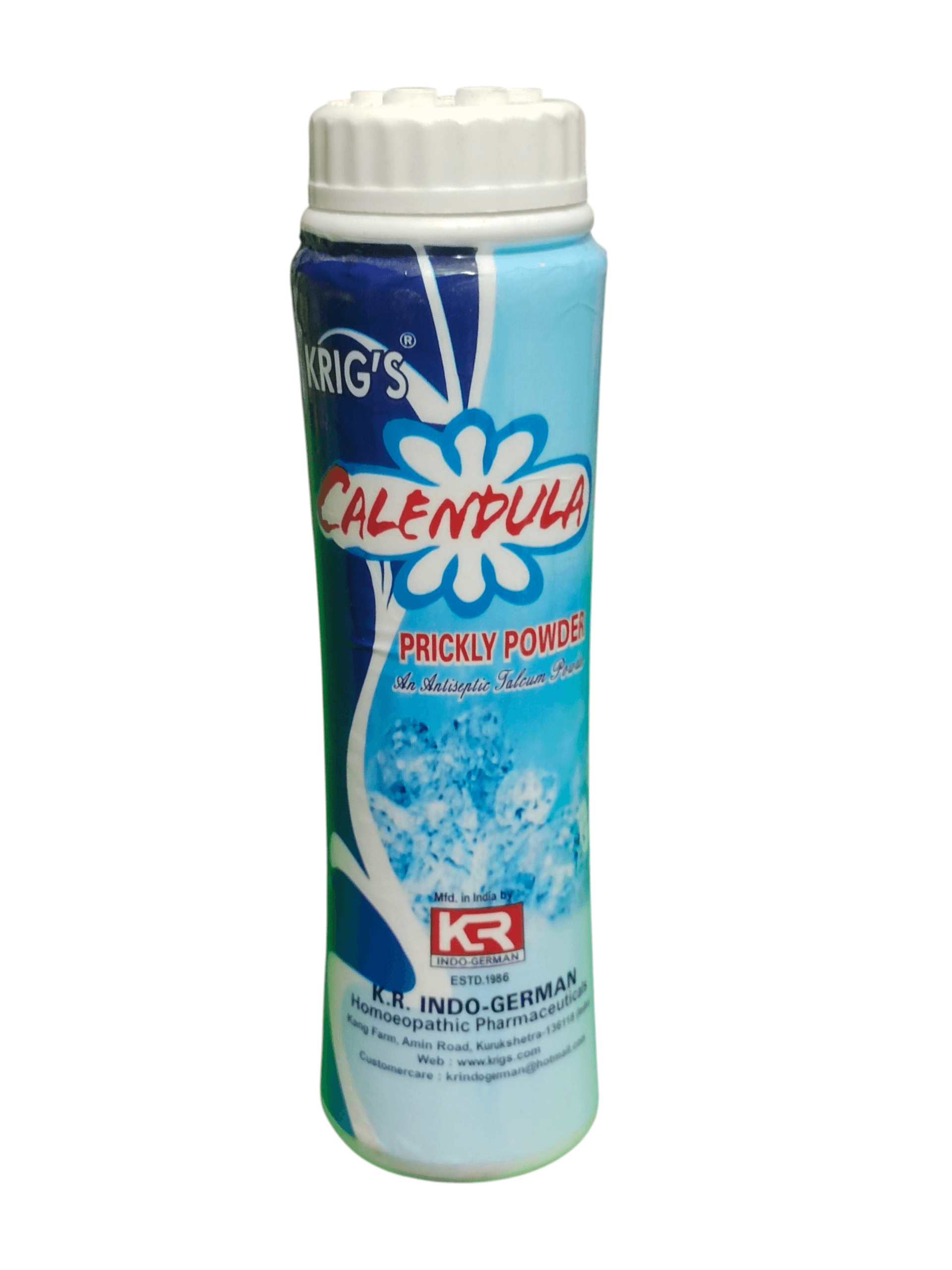 Krieg's Calendula Prickly Powder container on a white background