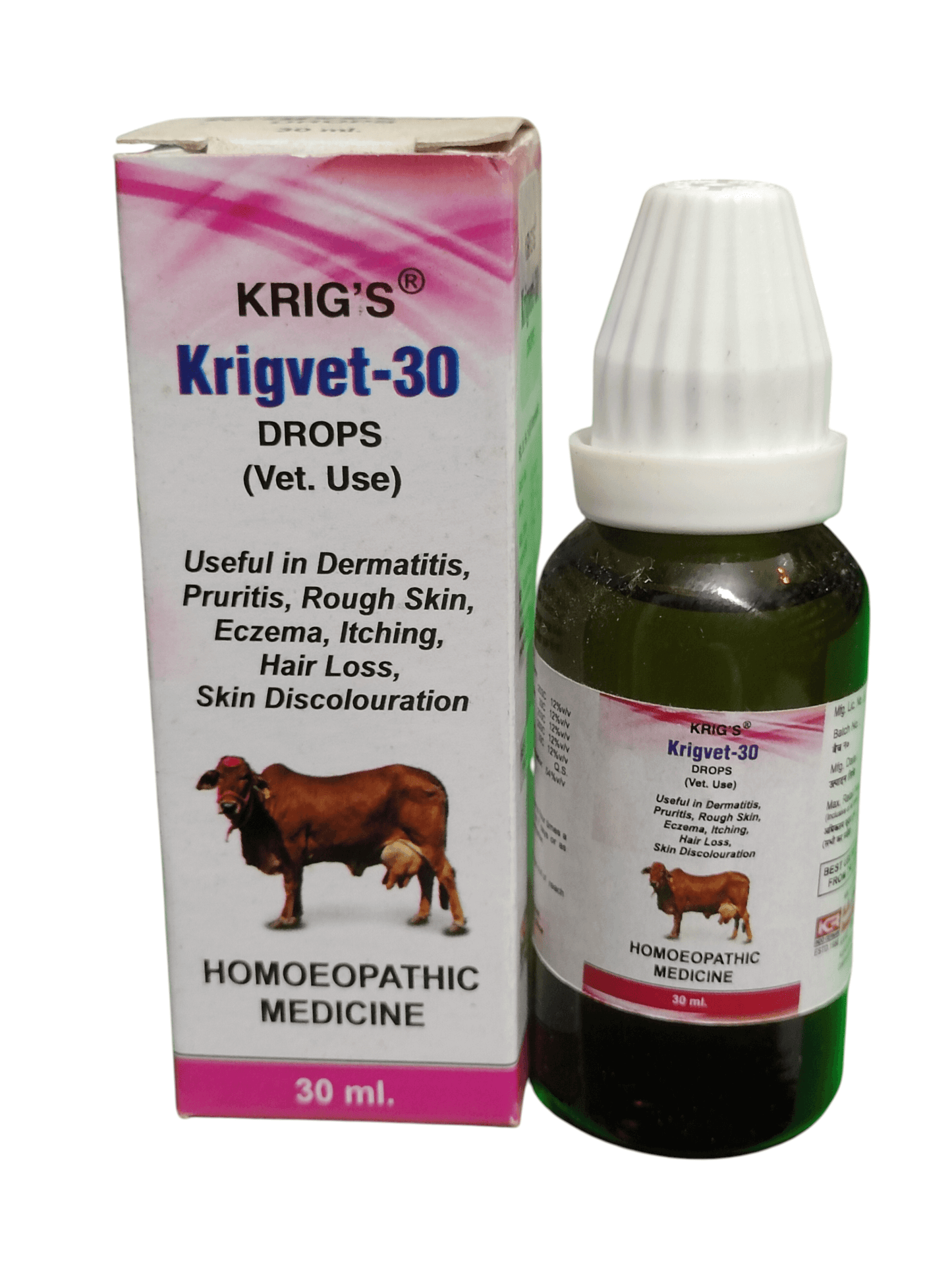 KRIG'S KRIGVET-30 DROPS VET USE HOMEOPATHIC MEDICINE 30ML.