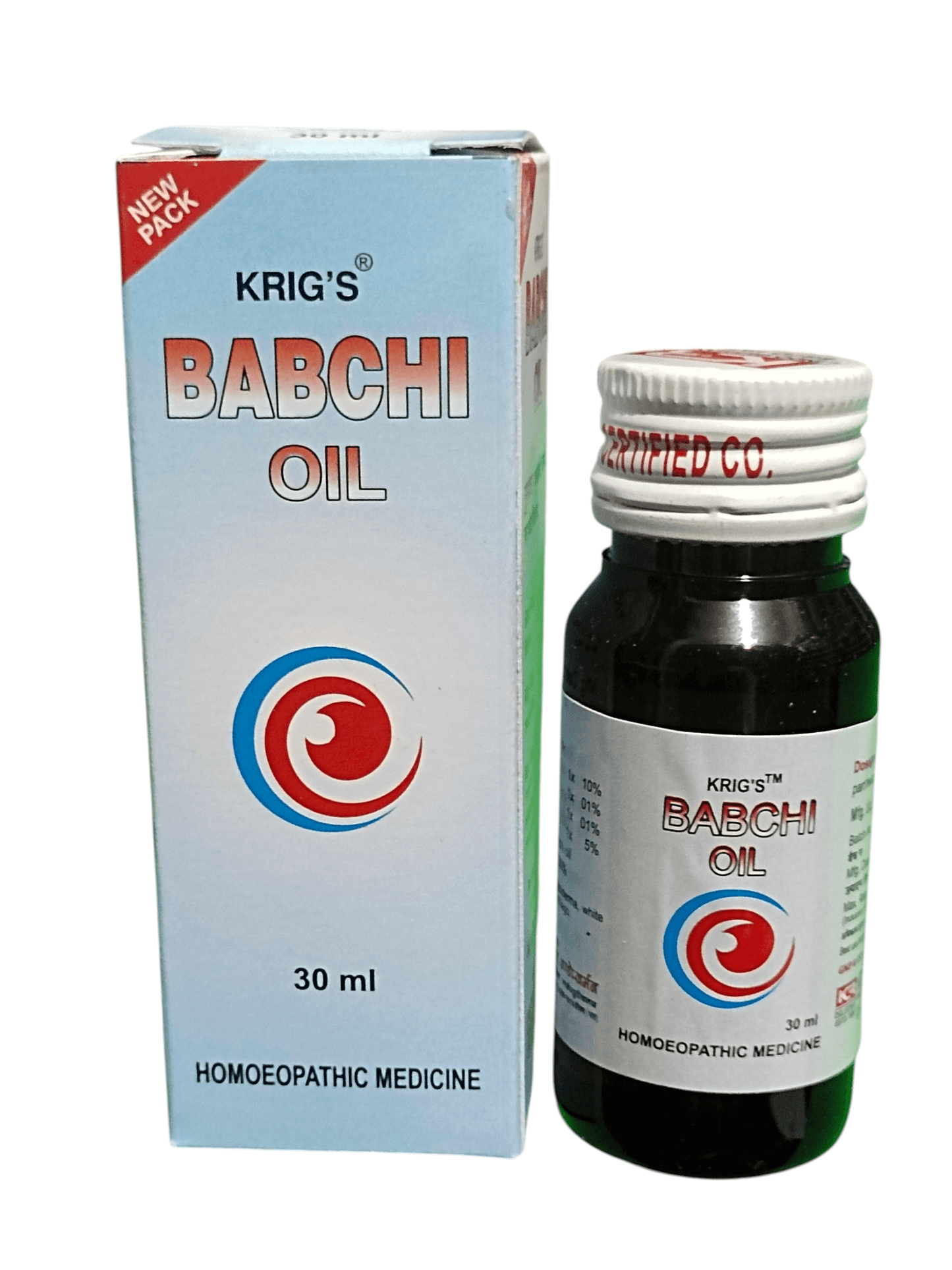 Krig's Babchi Oil packaging and bottle on a white background