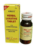 Krig's Herbal Laxative Tablet packaging and bottle on a white background