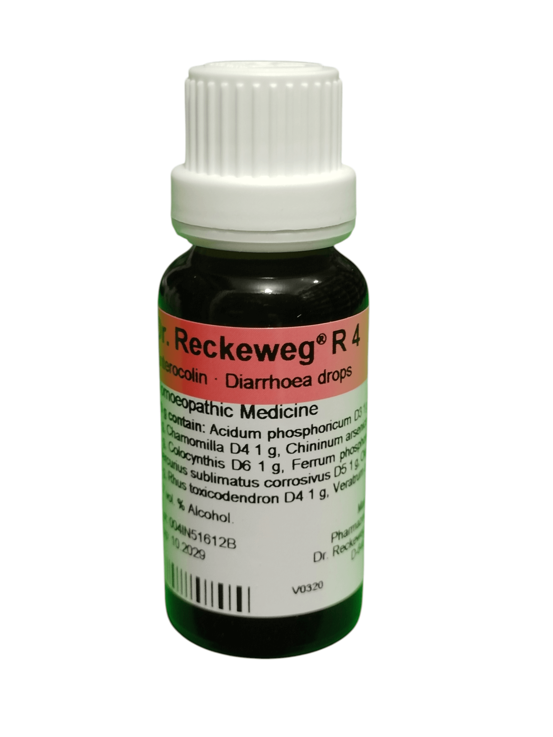 Dr. Reckeweg R4 homeopathic medicine bottle on a white background
