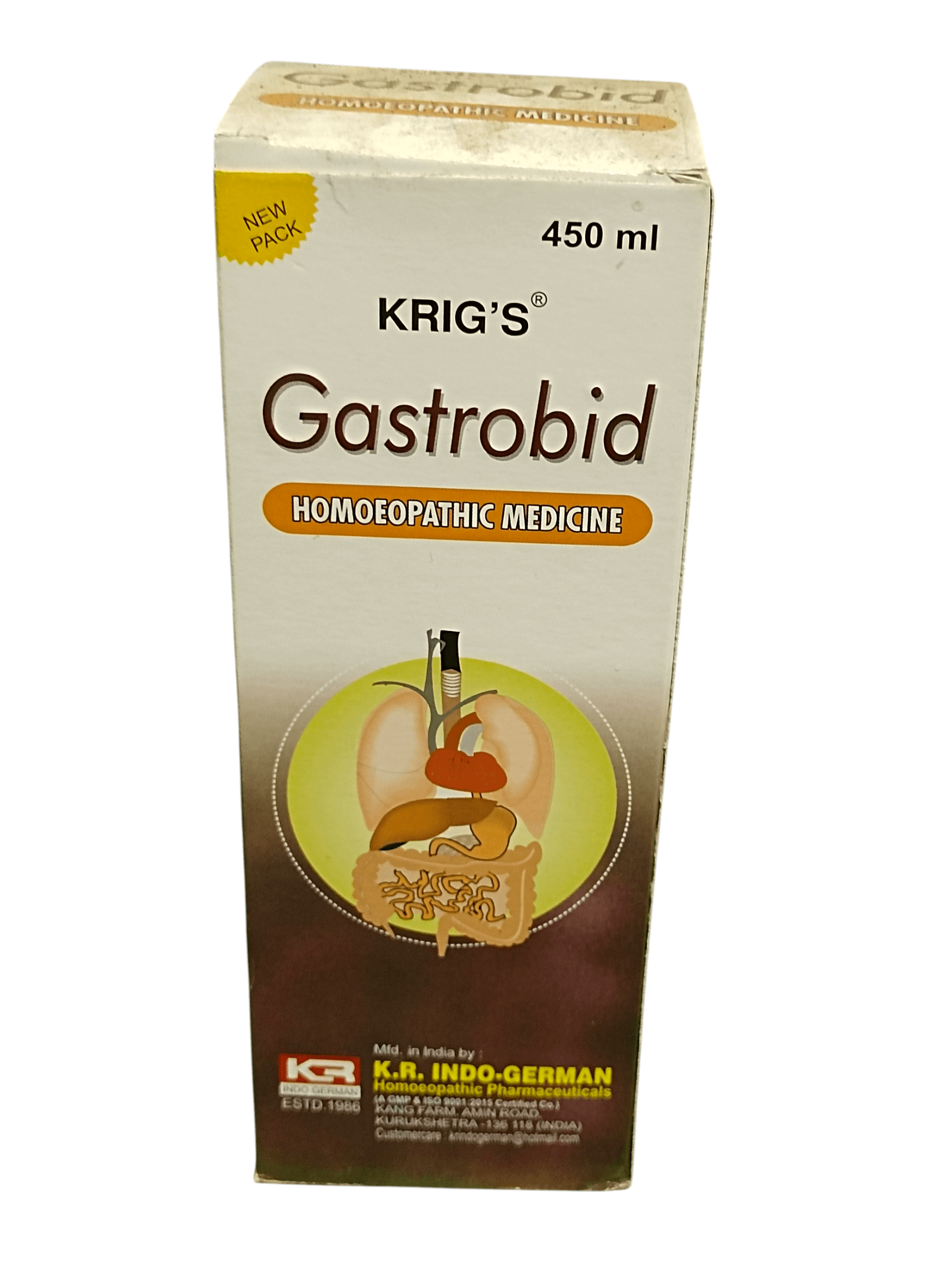Krig's Gastrobid homoeopathic medicine packaging on a white background