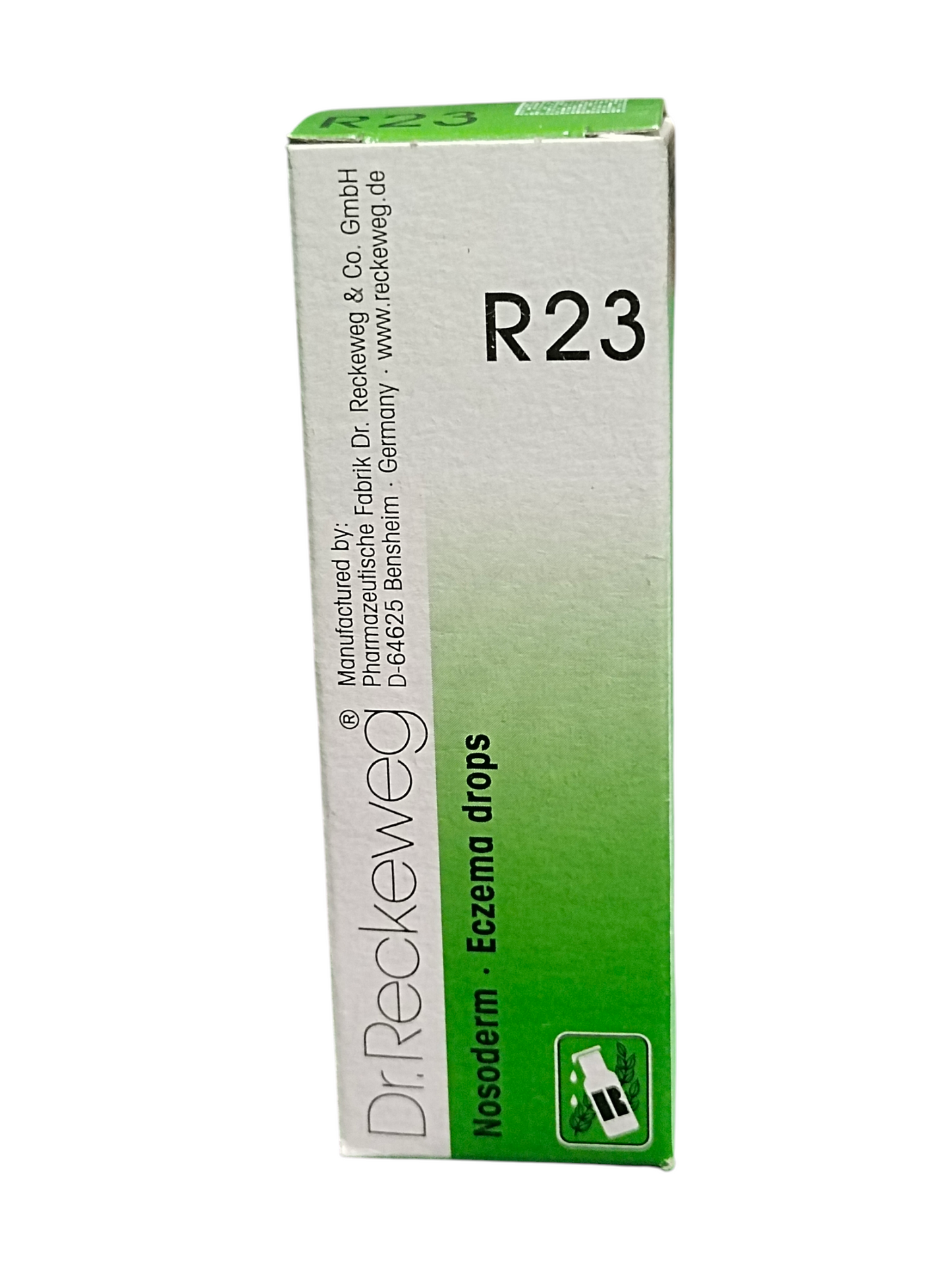 Box of Dr. Reckeweg R23 Eczema drops on a white background