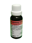 Bottle of Reckeweg R 25 homeopathic medicine on a white background