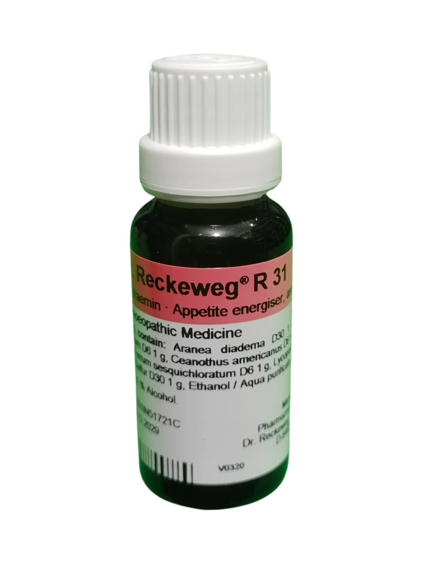 "Dr. Reckeweg R31 Contraemin Appetite Energiser and Anaemia Homeopathic Drops 22ml – Supports blood health and reduces fatigue."