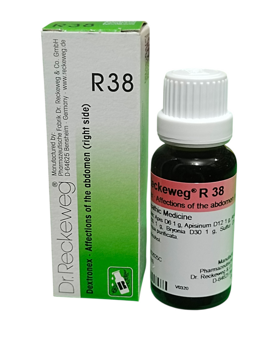 Dr. Reckeweg R38 Dextronex Homeopathic Drops 22ml for right side abdominal pain, liver and gall bladder disorders