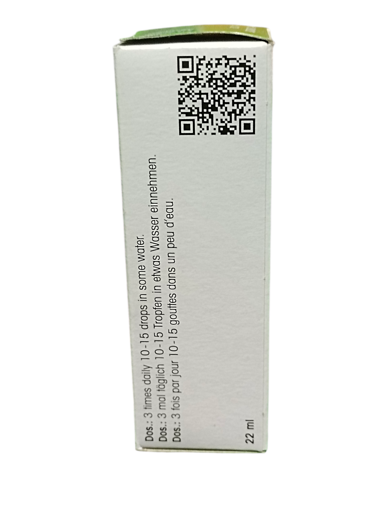 White box with a QR code and text on a white background