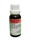 Bottle of Reckeweg R 42 varicosis drops on a white background
