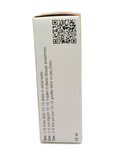 White box with text and a QR code on a white background