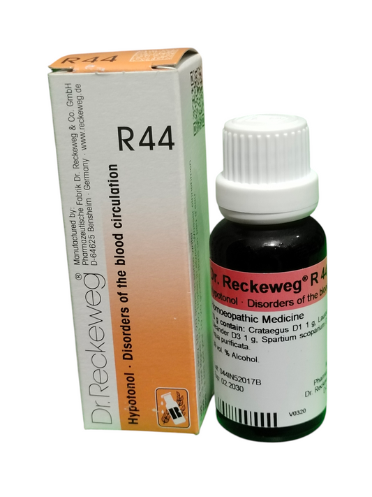 Dr. Reckeweg R44 Hypotonal Disorders of Blood Circulation Homeopathic Drops 22ml for low blood pressure and improved circulation