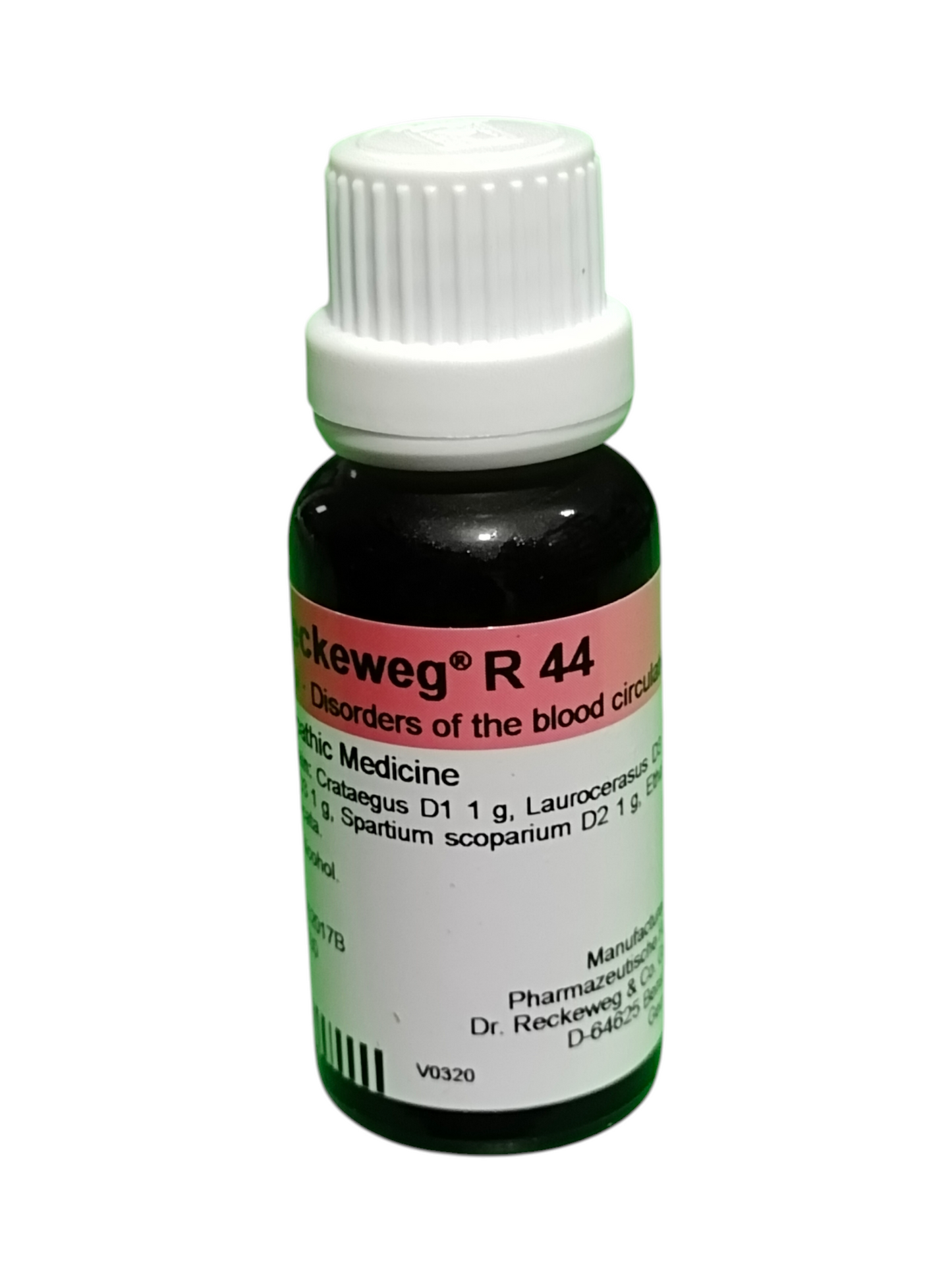 Bottle of Dr. Reckeweg R 44 on a white background